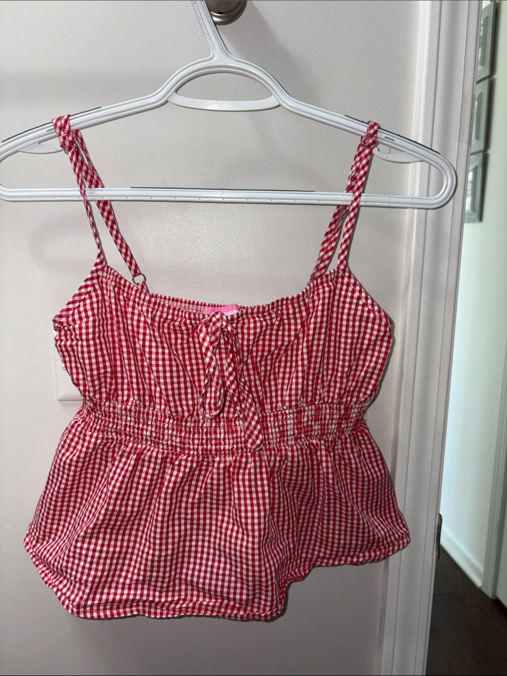 NWT Red Gingham Babydoll Top